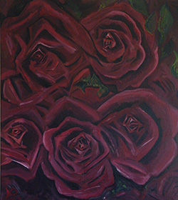 Dunkelrote Rosen - 80cm x 100cm (BxH)