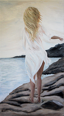 Frau am Meer - 50cm x 90cm (BxH)